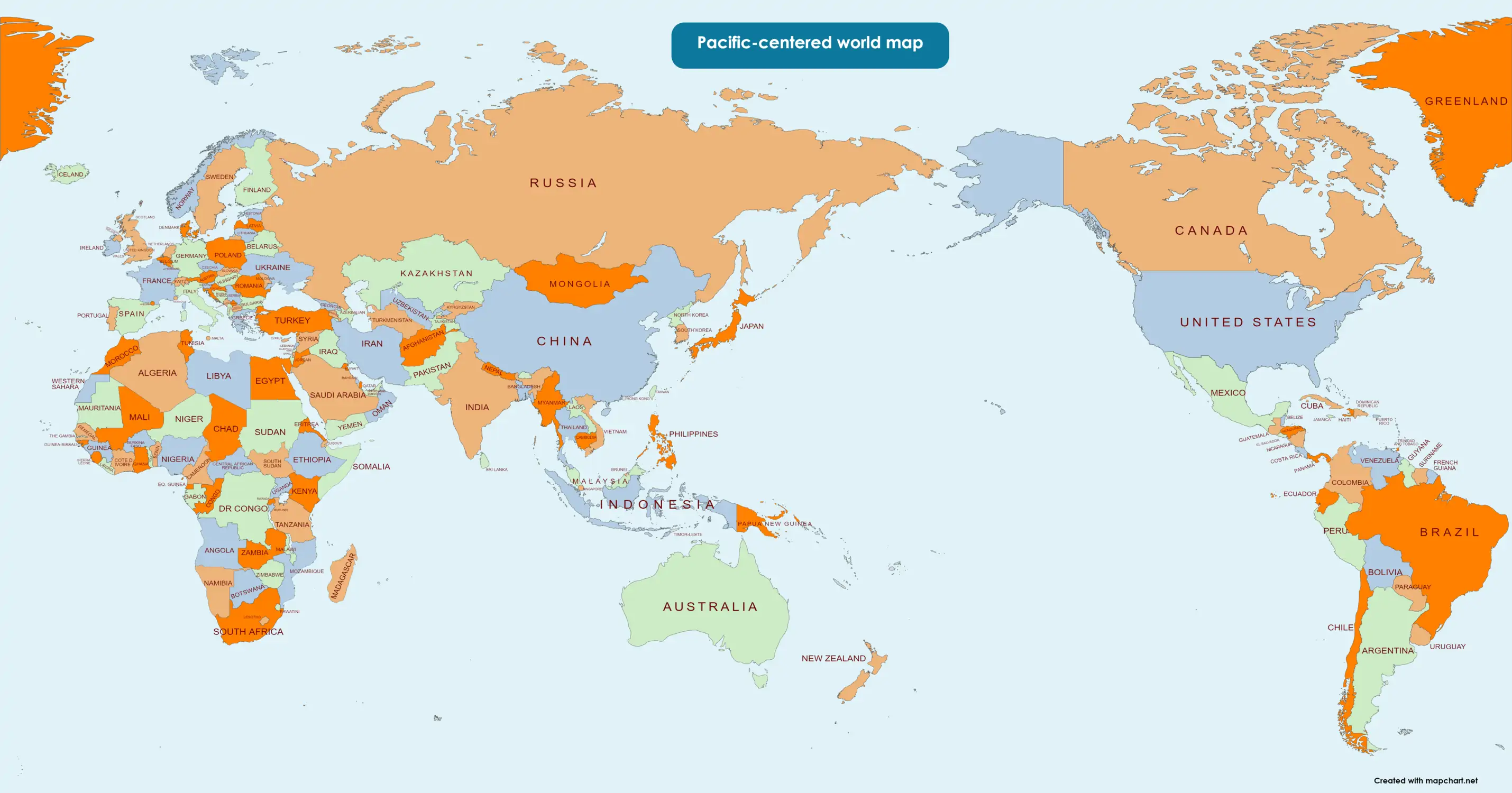 Make A Pacific Centered World Map With Mapchart Blog Mapchart